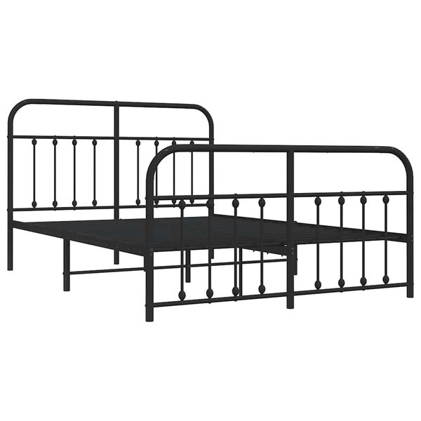 vidaXL Cadre de lit m&eacute;tal sans matelas avec pied de lit noir 150x200cm