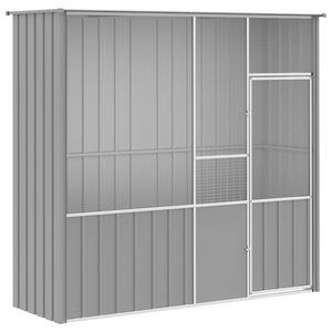 vidaXL Cage &agrave; oiseaux gris 215x78x200 cm acier galvanis&eacute;
