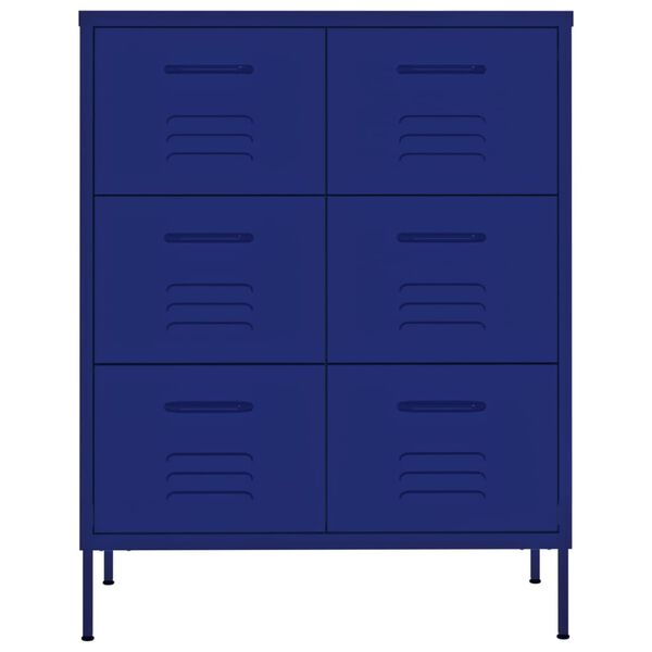 vidaXL Armoire &agrave; tiroirs Bleu marine 80x35x101,5 cm Acier