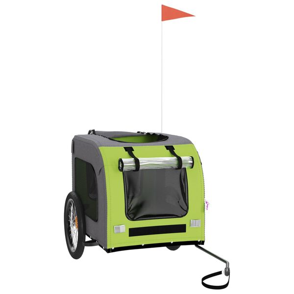 vidaXL Remorque de v&eacute;lo pour animaux de compagnie vert et gris