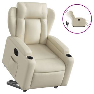 vidaXL Fauteuil inclinable &eacute;lectrique cr&egrave;me similicuir