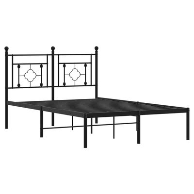 vidaXL Cadre de lit métal sans matelas avec tête de lit noir 120x190cm