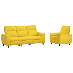 vidaXL Ensemble de Canap&eacute;s 2 pcs Jaune clair Tissu