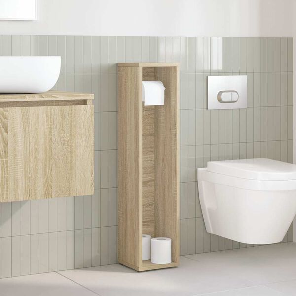 vidaXL Meuble de salle de bain avec porte-rouleau ch&ecirc;ne sonoma