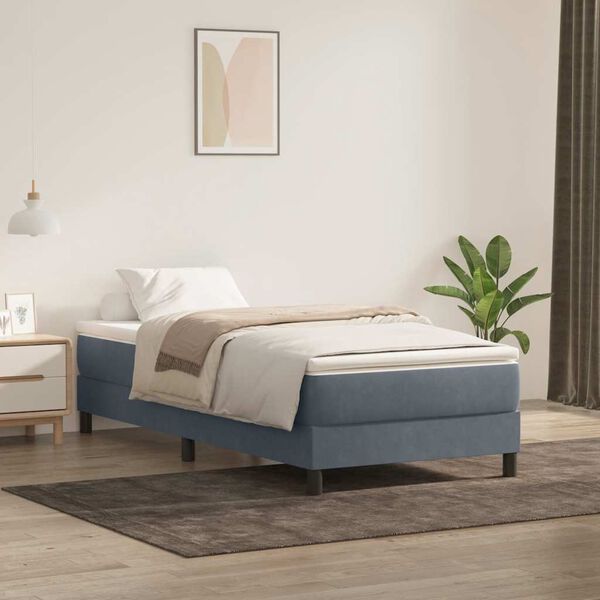 vidaXL Sommier à lattes de lit et matelas gris foncé 80x210 cm velours