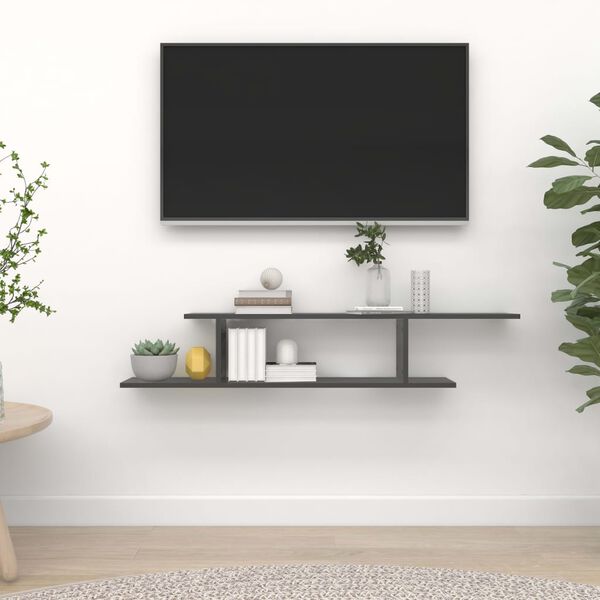 vidaXL Étagère TV murale Gris 125x18x23 cm Bois d’ingénierie