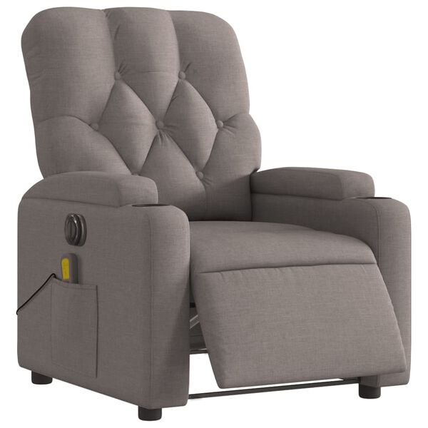 vidaXL Fauteuil de massage inclinable &eacute;lectrique Taupe Tissu