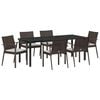 vidaXL Ensemble de salle &agrave; manger pour jardin 7 pcs Marron et Noir
