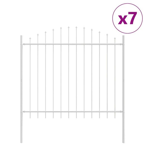 vidaXL Cl&ocirc;ture de jardin 7 pcs Blanc 170 x 190 cm