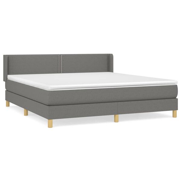 vidaXL Sommier &agrave; lattes de lit avec matelas Gris fonc&eacute; 160x200cm Tissu