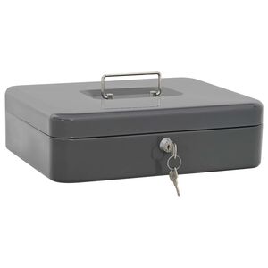 vidaXL Coffre &agrave; cash avec verrouillage Gris fonc&eacute; 30 x 24 x 9 cm Acier