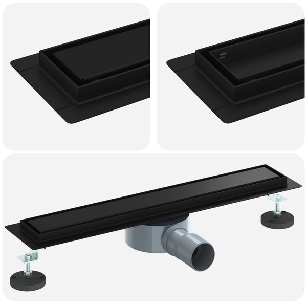 vidaXL &Eacute;vacuation de douche 2-en-1 avec siphon &agrave; 360&deg; Noir 50 cm