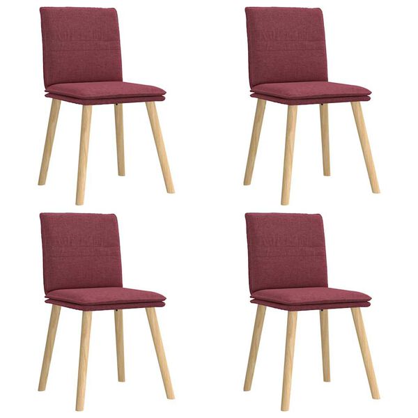 vidaXL Chaises &agrave; manger lot de 4 rouge bordeaux tissu
