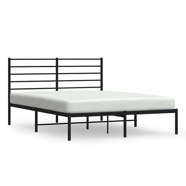 vidaXL Cadre de lit m&eacute;tal sans matelas et t&ecirc;te de lit noir 160x200 cm