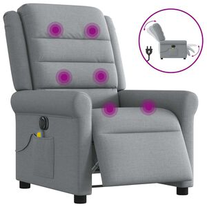 vidaXL Fauteuil de massage inclinable &eacute;lectrique gris clair tissu