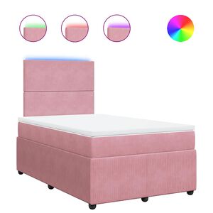 vidaXL Sommier &agrave; lattes de lit avec matelas Rose 120x200 cm Velours