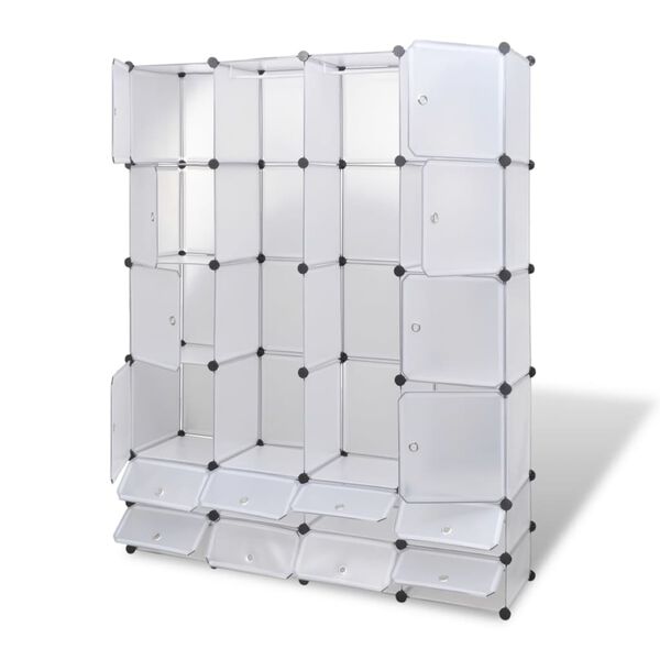 vidaXL Cabinet modulable avec 18 compartiments blanc 37x146x180,5 cm