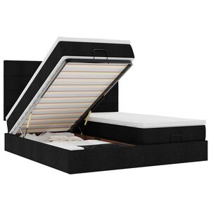 VidaXL Cadre de lit ottoman avec matelas noir 180x200cm tissu
