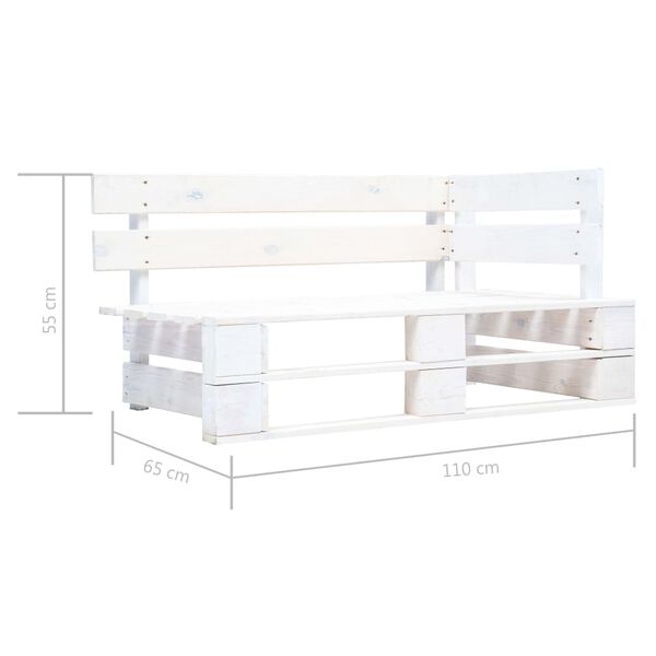 vidaXL Canap&eacute; d'angle palette de jardin Bois de pin impr&eacute;gn&eacute; de blanc