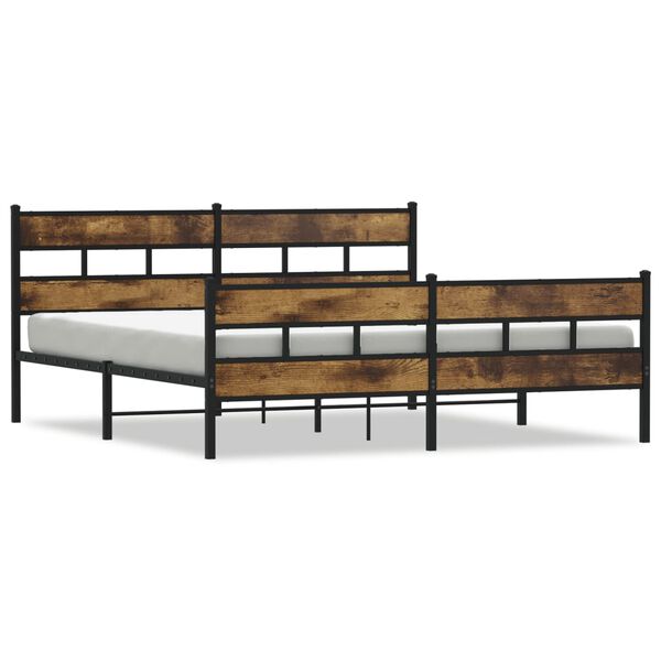 vidaXL Cadre de lit en métal sans matelas chêne fumé 193x203 cm