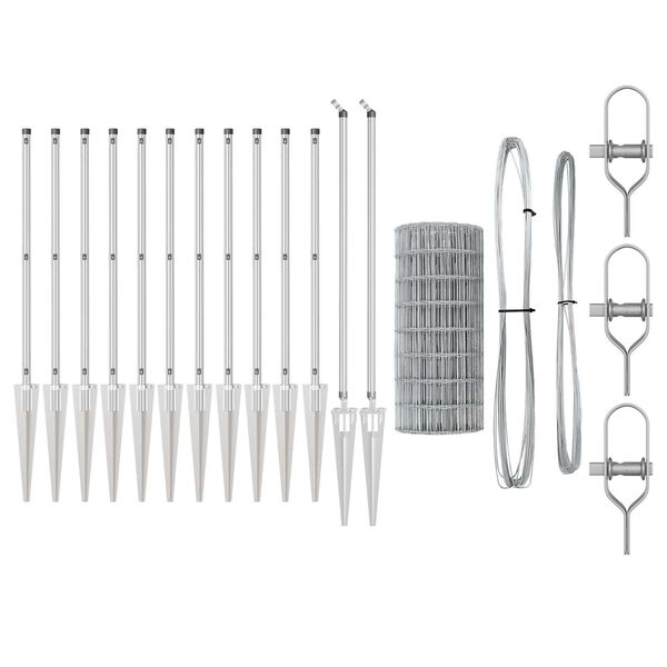 vidaXL Cl&ocirc;ture avec poteau Argent&eacute; 1 x 10 m Acier