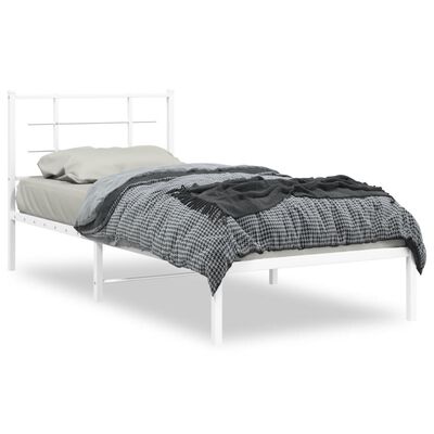 vidaXL Cadre de lit métal sans matelas avec tête de lit blanc 90x190cm