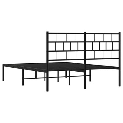 vidaXL Cadre de lit métal sans matelas avec tête de lit noir 135x190cm