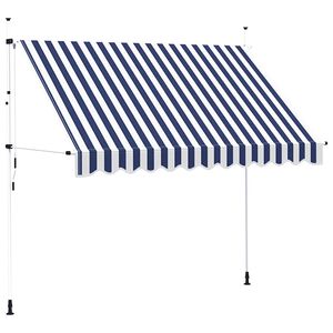 vidaXL Auvent r&eacute;tractable manuel 300 cm Rayures bleues et blanches