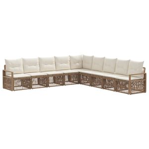 vidaXL Ensemble de canap&eacute; de jardin 9 pcs Beige polyrotin