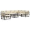 vidaXL Salon de jardin 8 pcs avec coussins anthracite r&eacute;sine tress&eacute;e