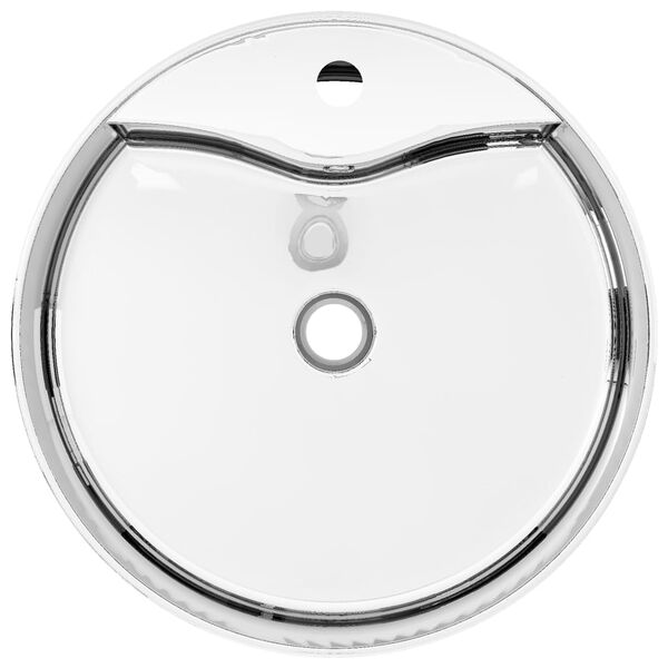 vidaXL Lavabo avec trop-plein 46,5 x 15,5 cm Céramique Argenté