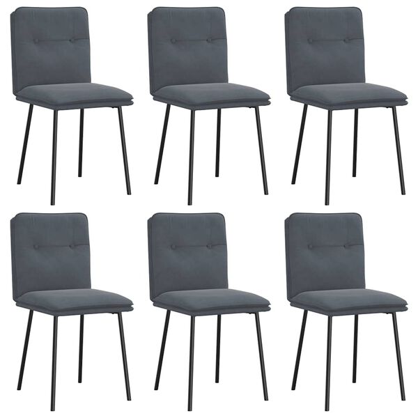 vidaXL Chaises &agrave; manger lot de 6 gris fonc&eacute; velours