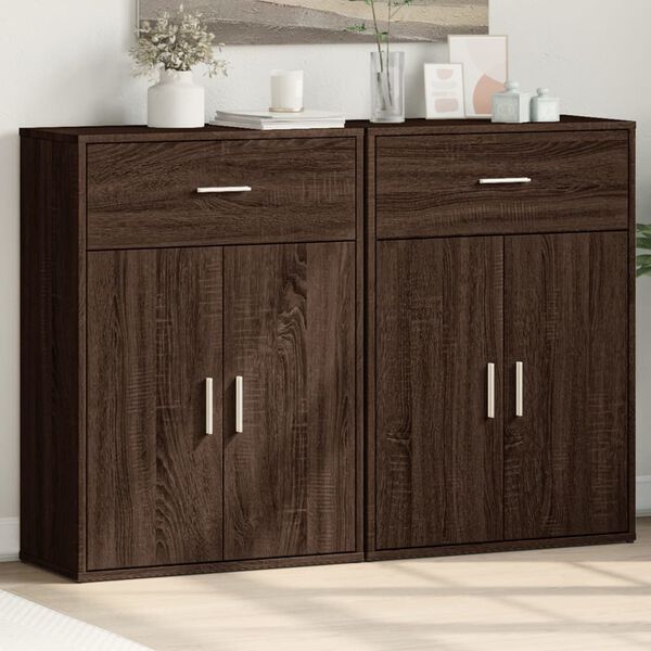 vidaXL Buffets 2 pcs ch&ecirc;ne marron 60x30x84 cm bois d'ing&eacute;nierie