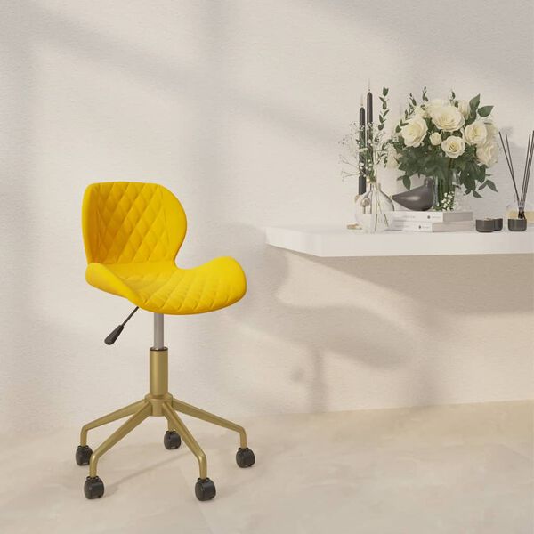 vidaXL Chaise pivotante de bureau Jaune Velours
