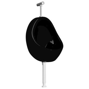 vidaXL Urinoir suspendu avec valve de chasse d'eau C&eacute;ramique Noir