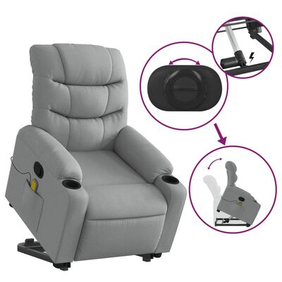 vidaXL Fauteuil de massage inclinable Gris clair Tissu