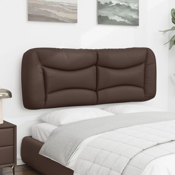 vidaXL Coussin de t&ecirc;te de lit Hvar marron 140 cm similicuir