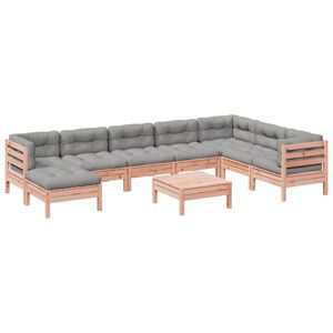 vidaXL Salon de jardin 9 pcs et coussins bois massif sapin de douglas