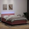 vidaXL Sommier &agrave; lattes de lit avec matelas et LED rose 140x220 cm velours