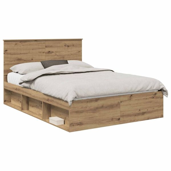 vidaXL Cadre de lit Ch&ecirc;ne artisan 135 x 190 cm Bois de pin massif