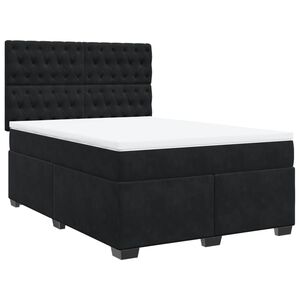 vidaXL Sommier &agrave; lattes de lit avec matelas Noir 140x200 cm Velours