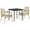 vidaXL Ensemble &agrave; manger de jardin et coussins 3 pcs Beige poly rotin