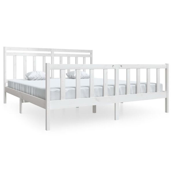 vidaXL Cadre de lit sans matelas blanc bois massif