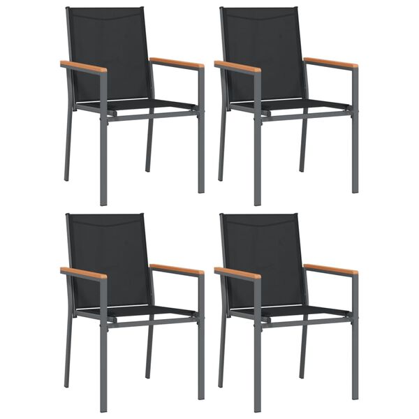 vidaXL Chaises de jardin lot de 4 noir 55x61,5x90cm textil&egrave;ne et acier