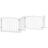 vidaXL Barri&egrave;re pour chiens et porte 4 panneaux blanc bois de peuplier