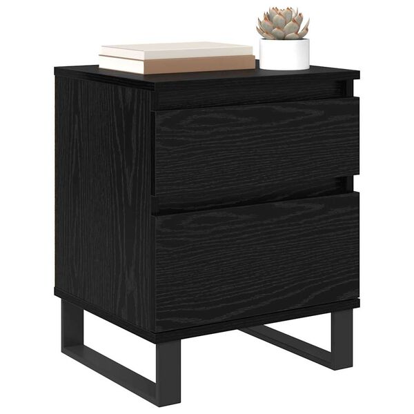 vidaXL Cabinet de chevet Ch&ecirc;ne noir 40 x 35 x 50 cm Bois d'ing&eacute;nierie