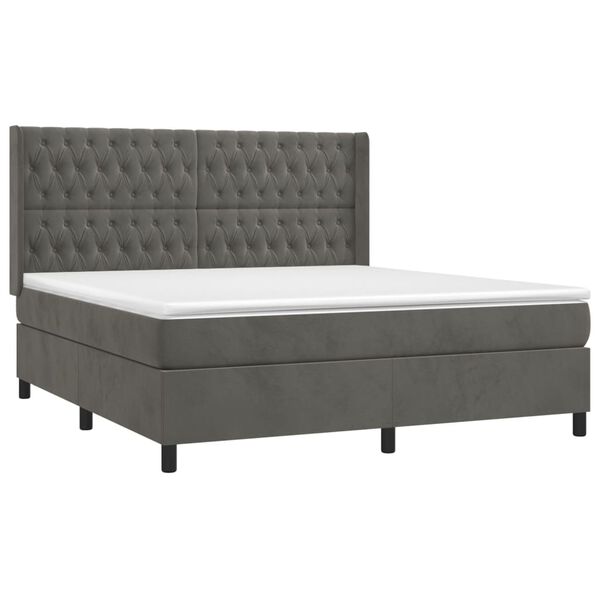 vidaXL Sommier &agrave; lattes de lit matelas et LED Gris fonc&eacute; 160x200 cm