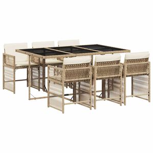 vidaXL Ensemble &agrave; manger de jardin et coussins 7 pcs beige poly rotin