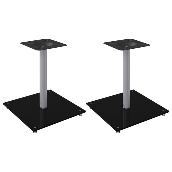 vidaXL Supports de haut-parleurs 2 pcs noir et argent&eacute; 1 pilier