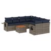 vidaXL Ensemble de canap&eacute; de jardin 9 pcs avec coussins gris r&eacute;sine tress&eacute;e